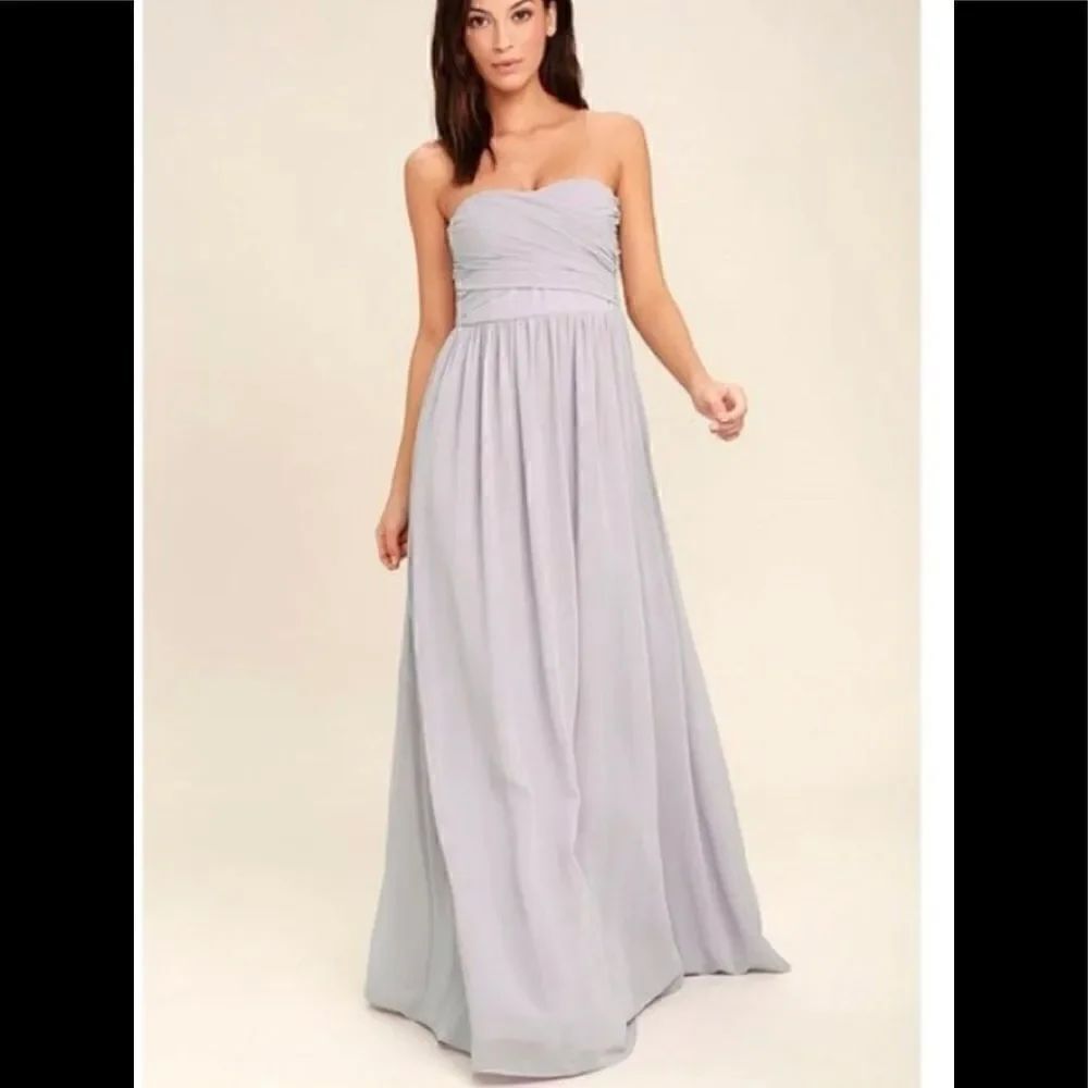Lulus Moonlight Serenade Brown Strapless Maxi Dress